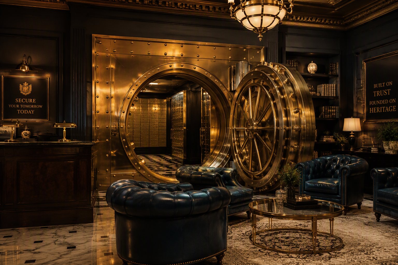 The historic First Regent Prime vault and savings lounge
